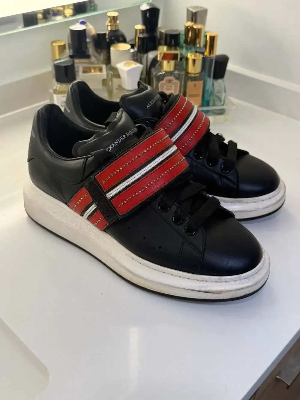Alexander McQueen Larry Oversized Sneakers with Multicolor Leather Studded Strap
